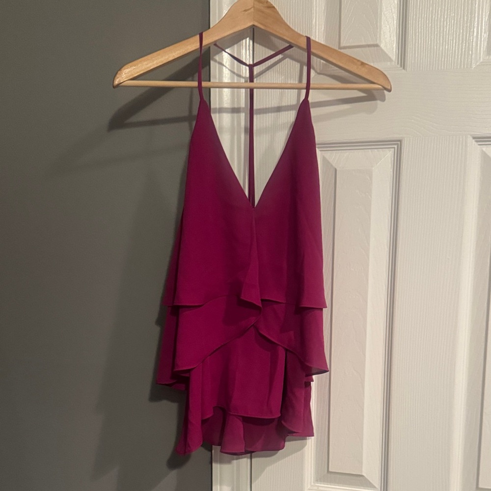 Express Magenta Layered Ruffle Cami
